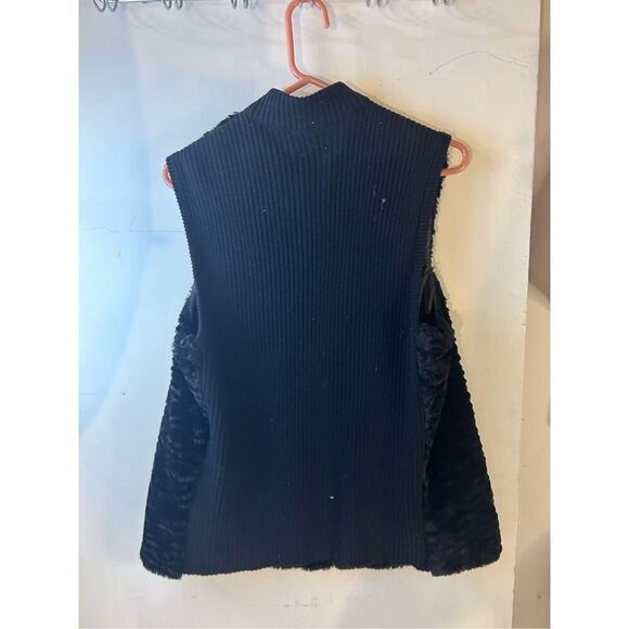 Alfred Dunn woman 16w zipper faux fur sweater vest black rn#19232 - Picture 4 of 8